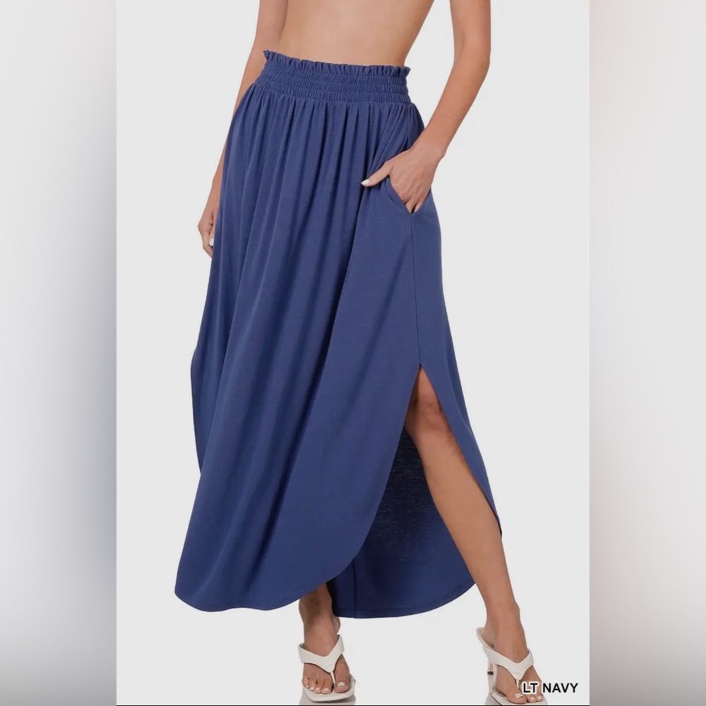 Plus Smocked Waist Maxi with Pockets